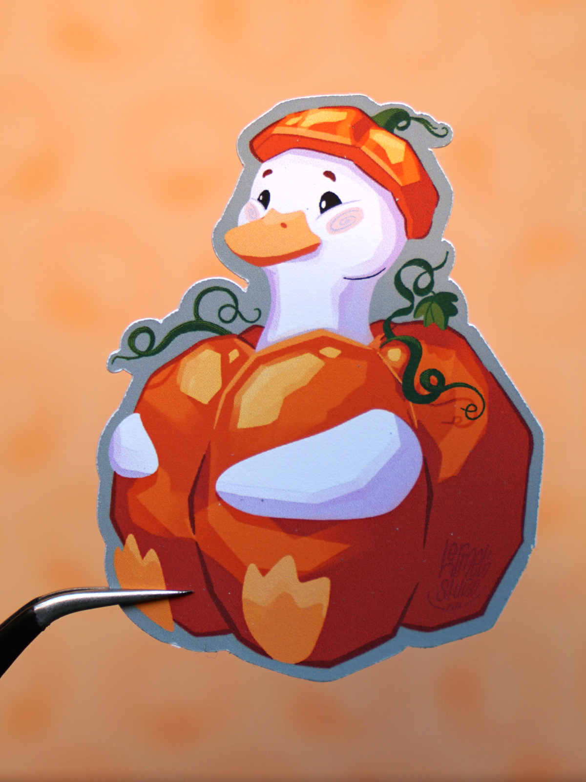 Ente im Kürbiskostüm | Sticker