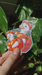 Ente im Kürbiskostüm | Sticker
