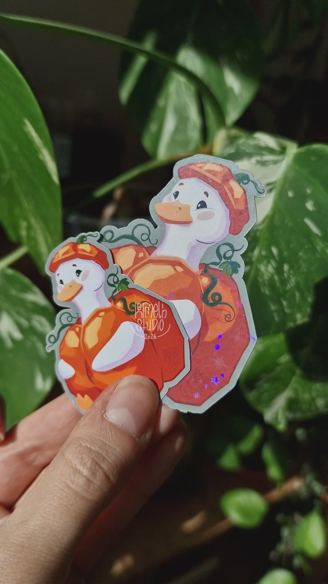Ente im Kürbiskostüm | Sticker